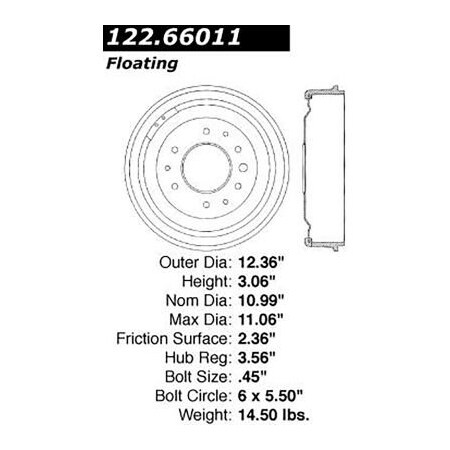 Centric C-Tek Standard Brake Drum, C-Tek 123.66011